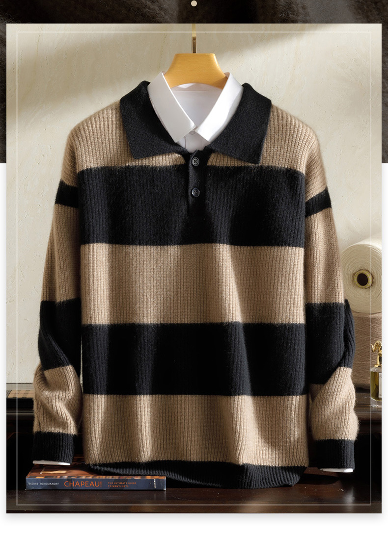 【100%男士纯山羊绒】2024秋冬新款重磅加厚POLO衫A060