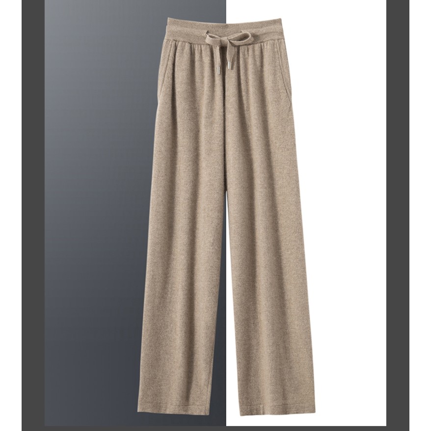 男士纯山羊绒保暖长裤休闲裤垂感宽松针织裤针织外穿直筒裤显瘦