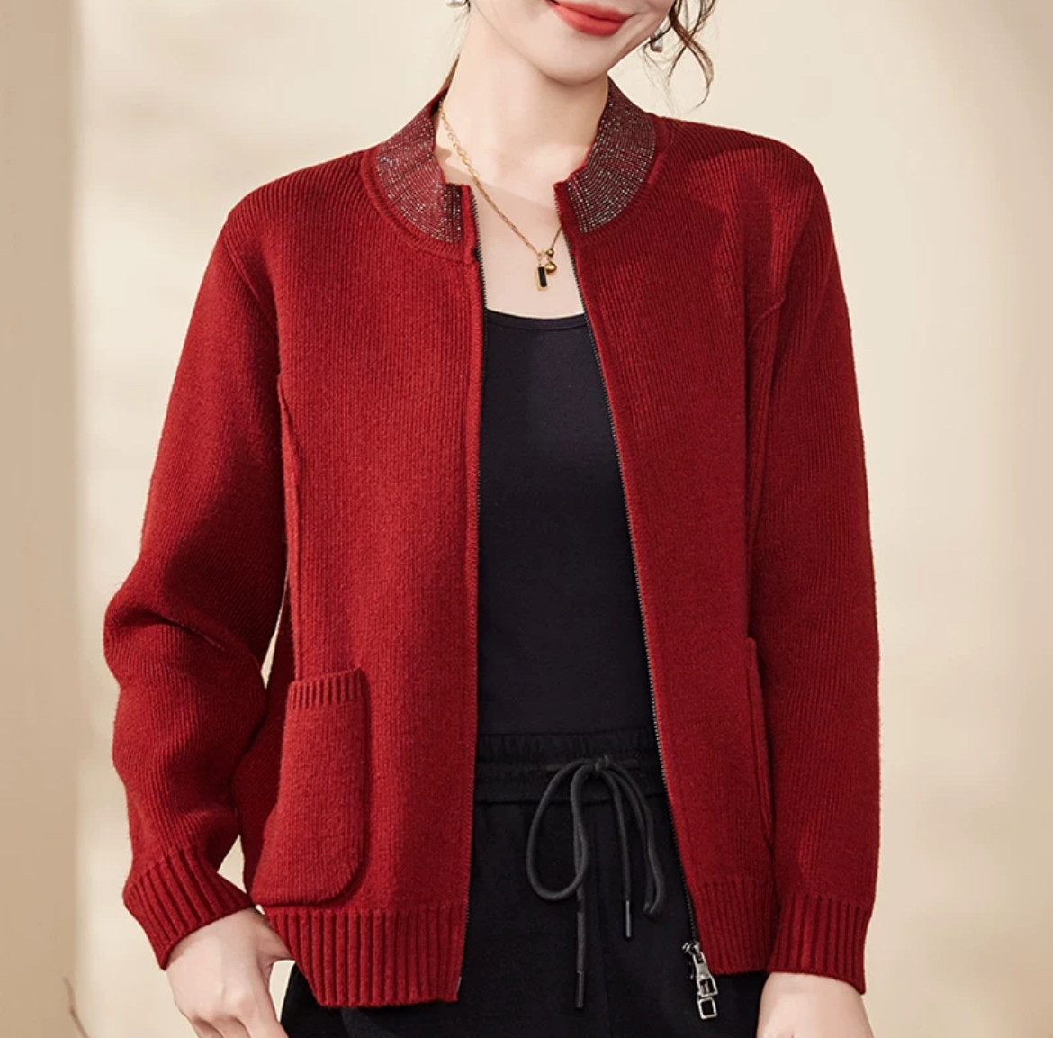 精品女装加厚保暖毛衣外套2024新款针织上衣时尚百搭女士开衫