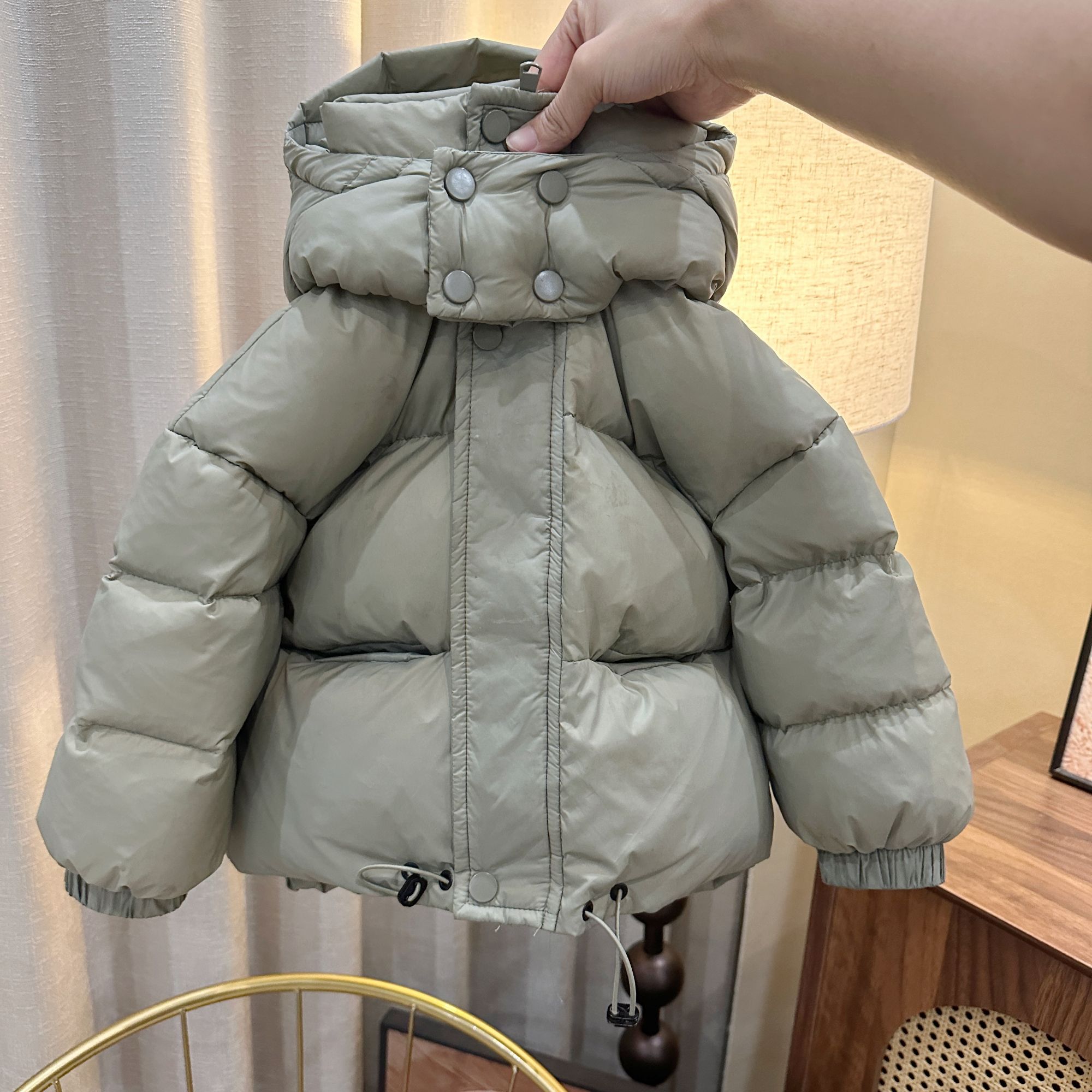 儿童防寒服男童女童中大童加绒服羽厚宝宝外套短款连帽石墨烯33