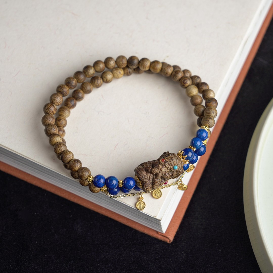 沉香【青鸢】绿棋5MM扎基两圈手串