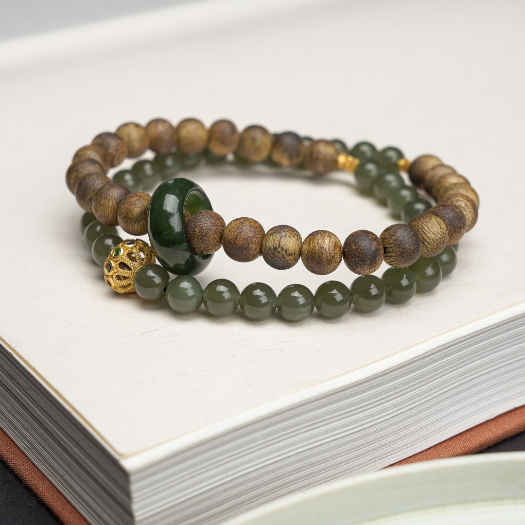 沉香【情浓】绿棋6MM跑环两圈手串