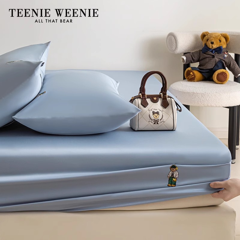Teenie Weenie小熊新疆长绒棉床笠单件全棉100S贡缎保护套S
