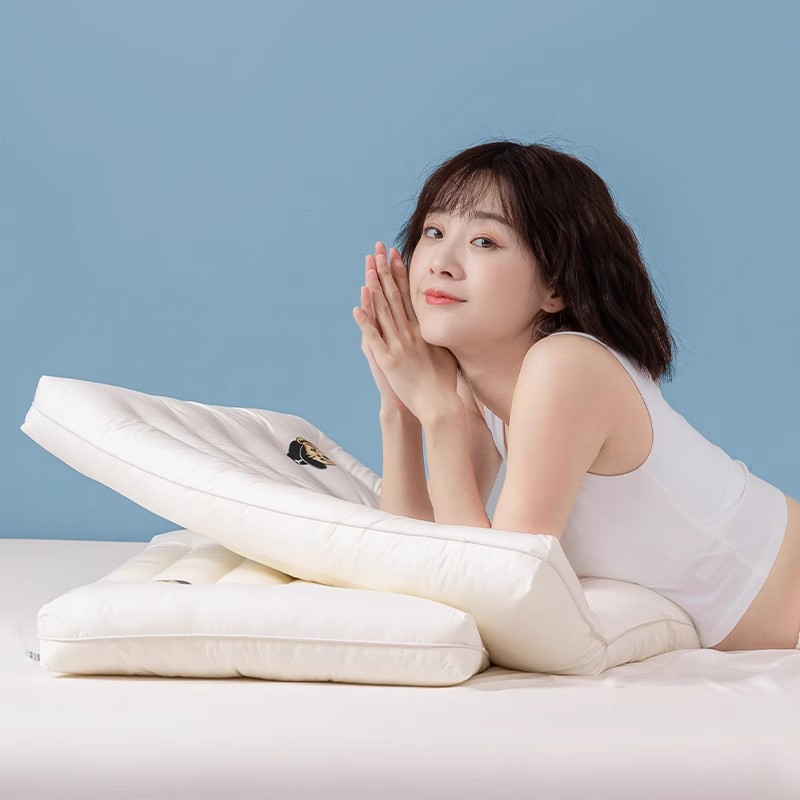 小熊大豆纤维枕芯全棉枕头单人低枕平枕睡眠护颈椎枕FXH