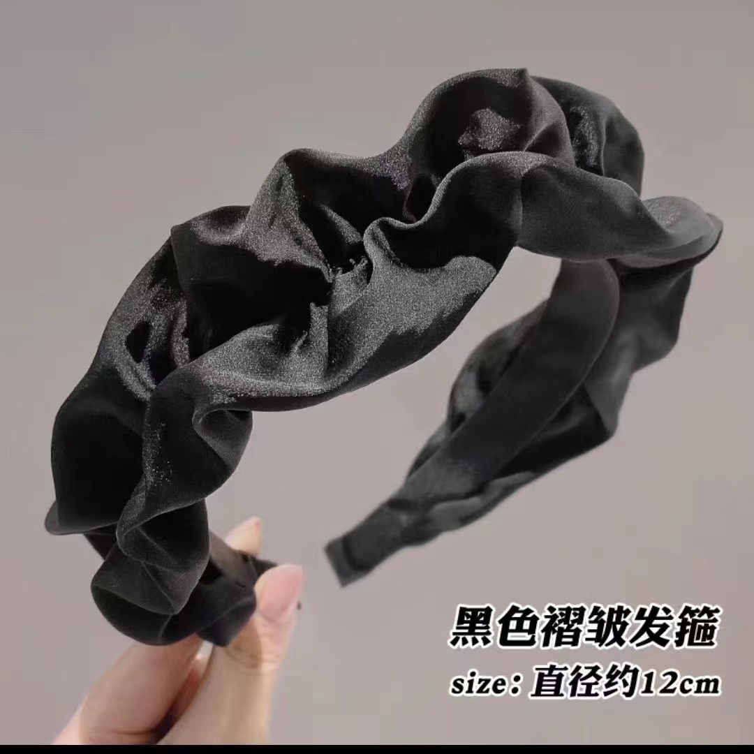高级感发箍女高颅顶褶皱头箍复古法式白色新款发 卡头饰气质时尚
