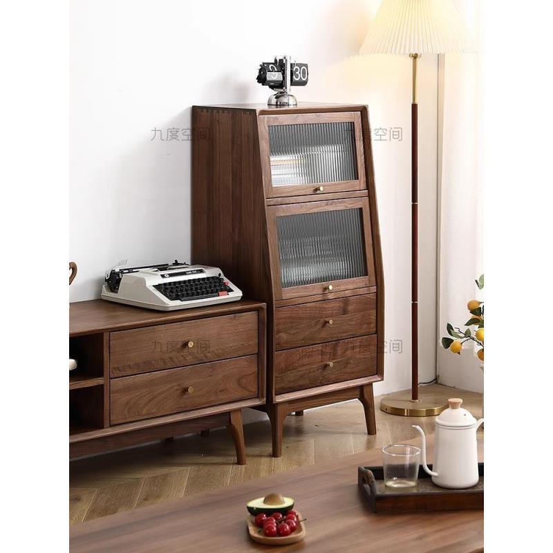 全实木储物柜置物柜储藏柜北美黑胡桃木边柜客厅卧室柜子