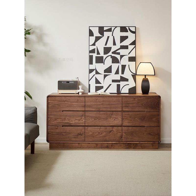 北美黑胡桃木九斗柜卧室收纳柜现代简约小户型客厅大容量储物柜