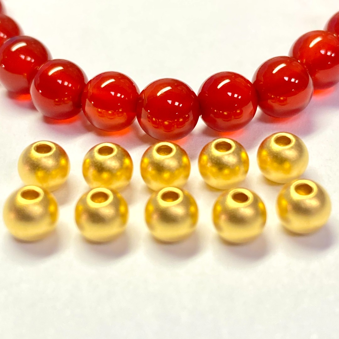 足金999卡5古法珠十全十美穿好红玛 瑙手串（A006-10）