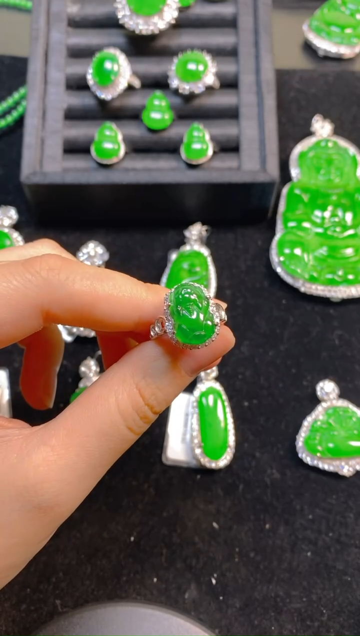 【闪购商品】翡翠戒指银S925镶嵌戒指