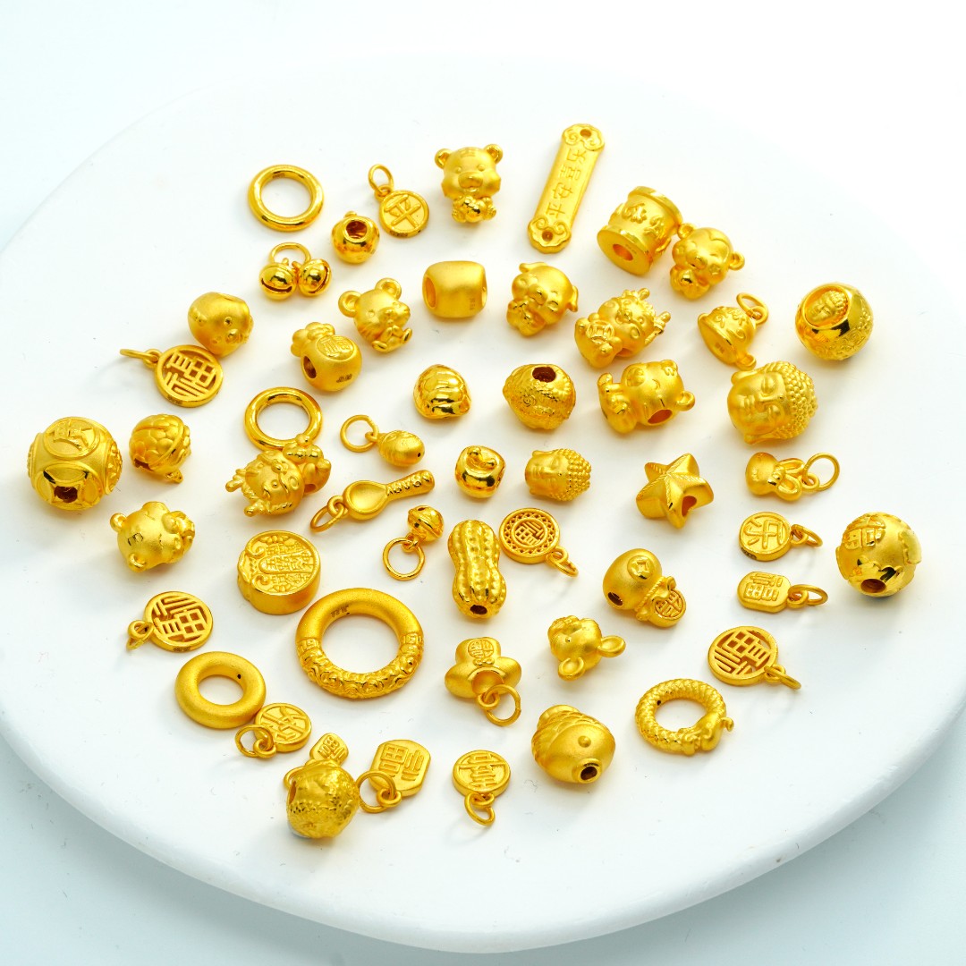 3D硬金小配件/黄金工艺品/DIY/手串项链戒指多样性黄金直播0.92g