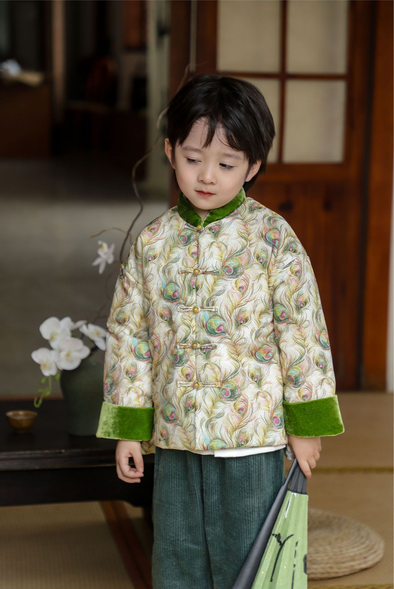 mujin2023秋冬姐弟装宝宝凤羽汉服冬男童秋冬新款棉衣儿童拜年服