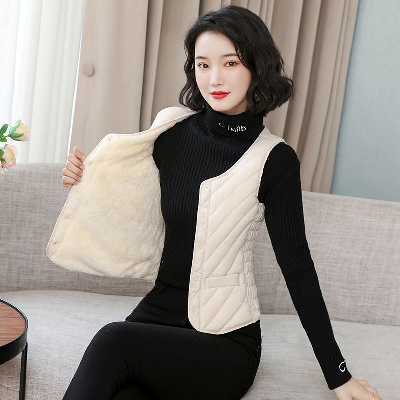 波司澄秋冬羽绒棉马甲短款修身内穿加绒保暖收腰背心韩版坎肩贴