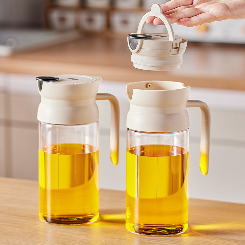 优勤重力油壶油瓶家用厨房不易挂油玻璃油壸罐酱油调料瓶自动开合
