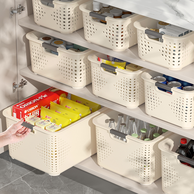 优勤零食杂物收纳箱玩具整理盒家用塑料储物篮厨房橱柜桌面收纳筐