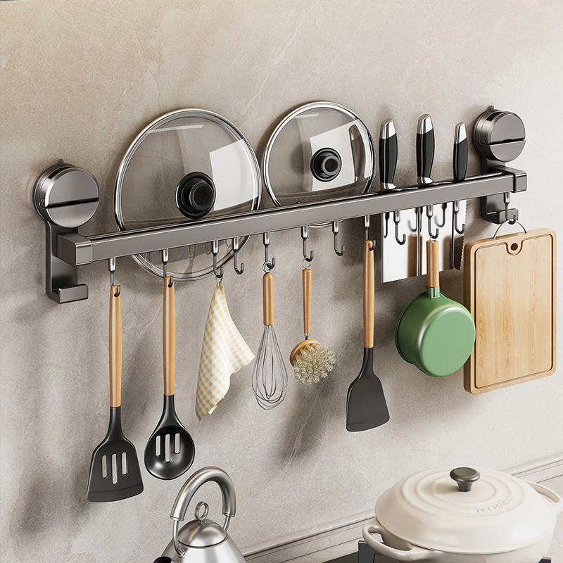 优勤厨房吸盘置物架免打孔挂墙刀架厨具收纳神器架铲子挂架锅盖架