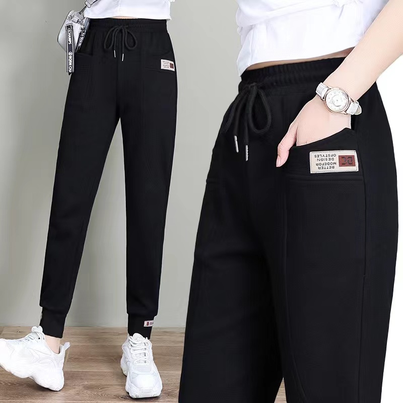 【反季清 工厂直销】洋气减龄百搭松紧腰卫裤女 时尚加绒保暖休闲裤