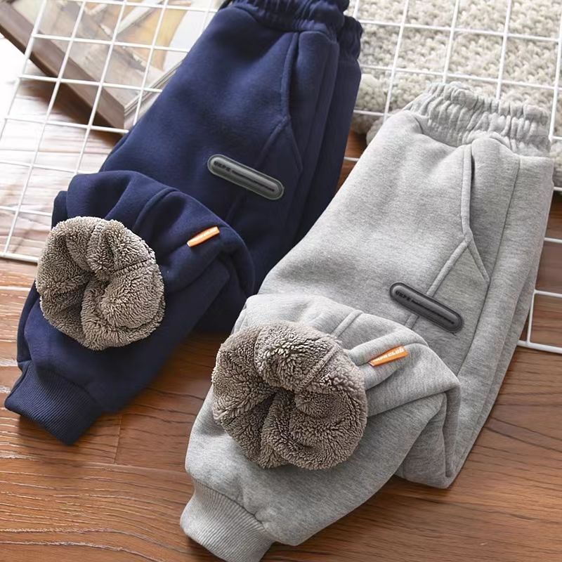 男童加绒裤子冬季新款中大童男孩加厚卫裤儿童装