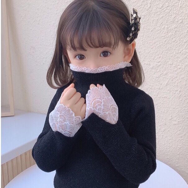 宝宝高领木耳边毛衣秋季儿童打底衫女童新款洋气小女孩春