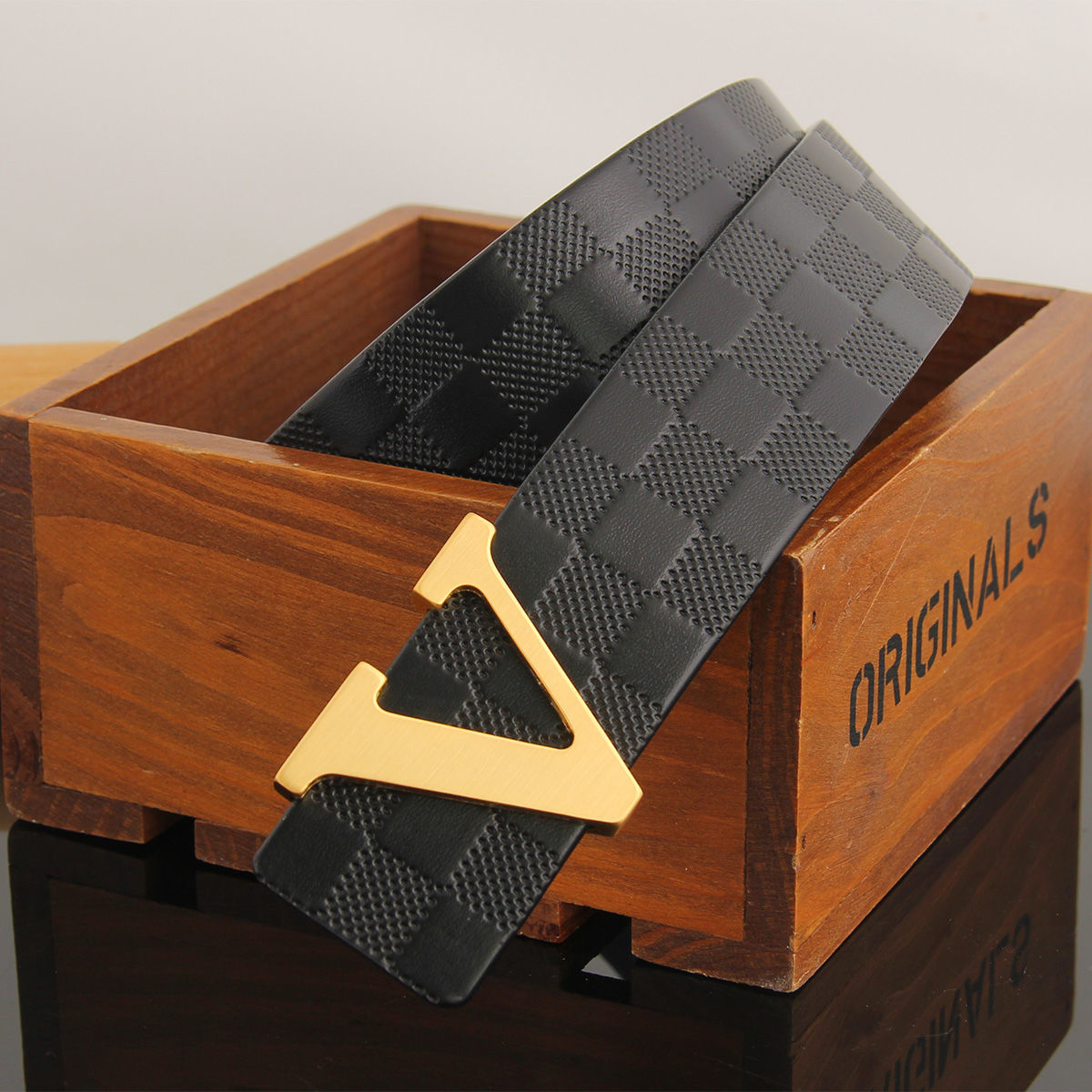 不锈钢字母板扣宽度3.8纯牛皮真皮时尚百搭潮流男士皮带腰带高档