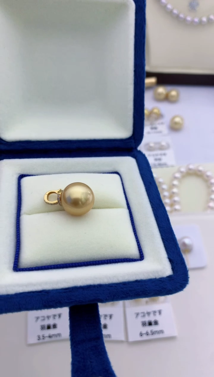 【闪购商品】海水珍珠颈饰18K金镶嵌南洋金珠13-14mm万能扣
