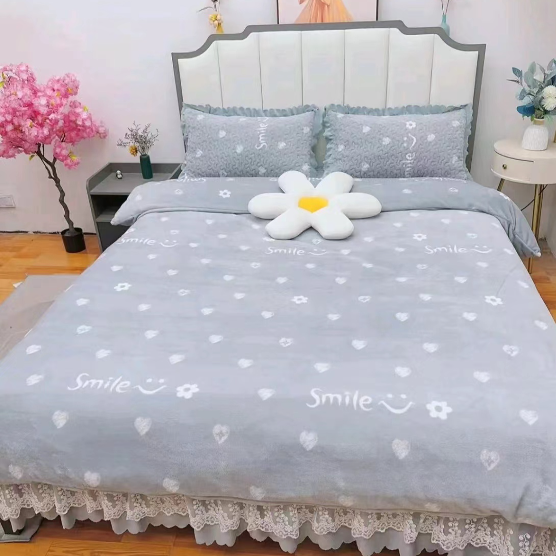 H《加厚被套》爆款床盖同款宝宝绒被套 保暖(心动灰)