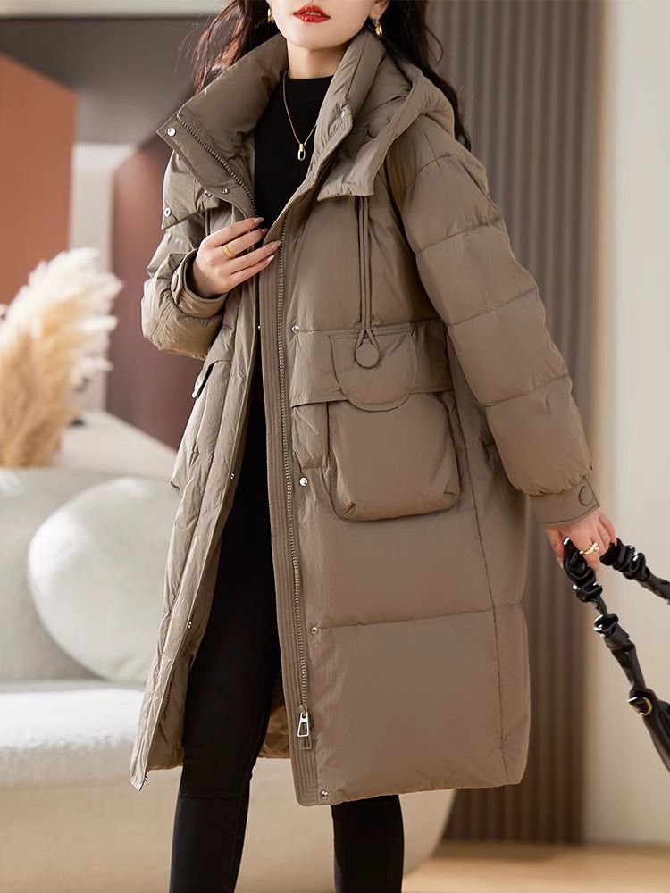 波司澄羽绒服中长款连帽棉服女冬季大码女装2023新款高端洋气休闲