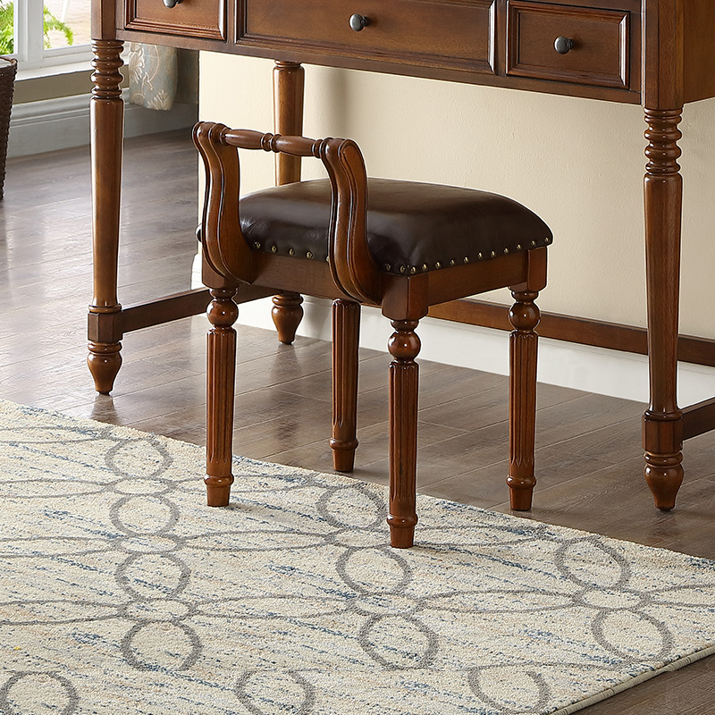 美式实木梳妆凳书桌写字台书房家用一体桌子书凳椅