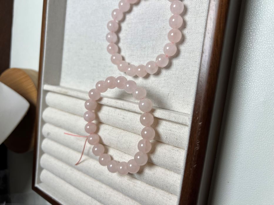 非金属树脂手链 时尚百搭款叠戴款单圈天然粉手串手链