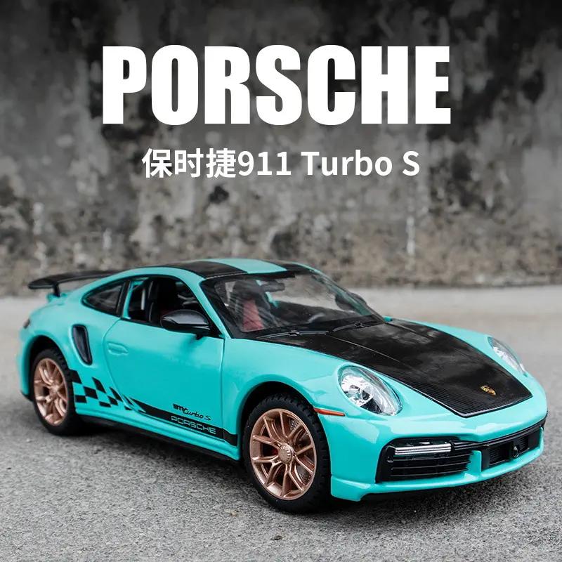 建元新品仿真1:24 宝时捷911TurboS合金跑车模型摆件儿童回力玩具