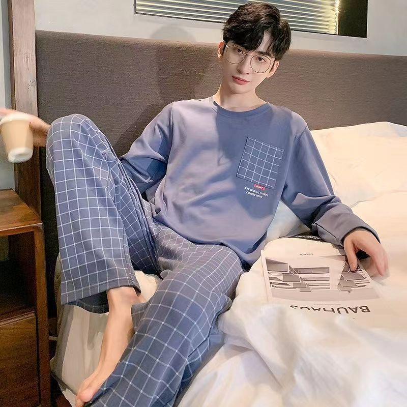 【多款可选】新款纯棉男士睡衣春秋款长袖青少年休闲大码全棉家居服
