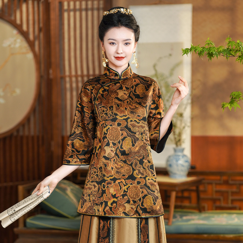 「龙盘虎踞」    丽古龙复古国风手工中式日常原创小众设计斜襟上衣