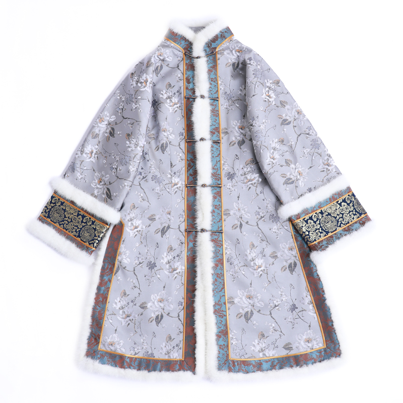 「慕倾」乐锦坊复古中国风原创设计百搭手工定制水貂毛女装汉服外套