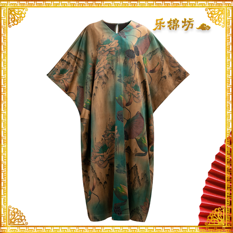 「荷香」·丽古龙中式国风复古香云纱长款宽松日常印花大褂现货直发 