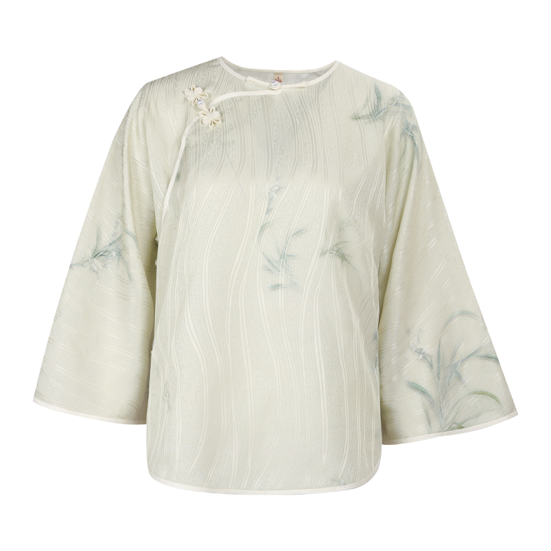 「岸芷汀兰」丽古龙手工日常百搭新中式手工汉服国潮中国风女装短袖