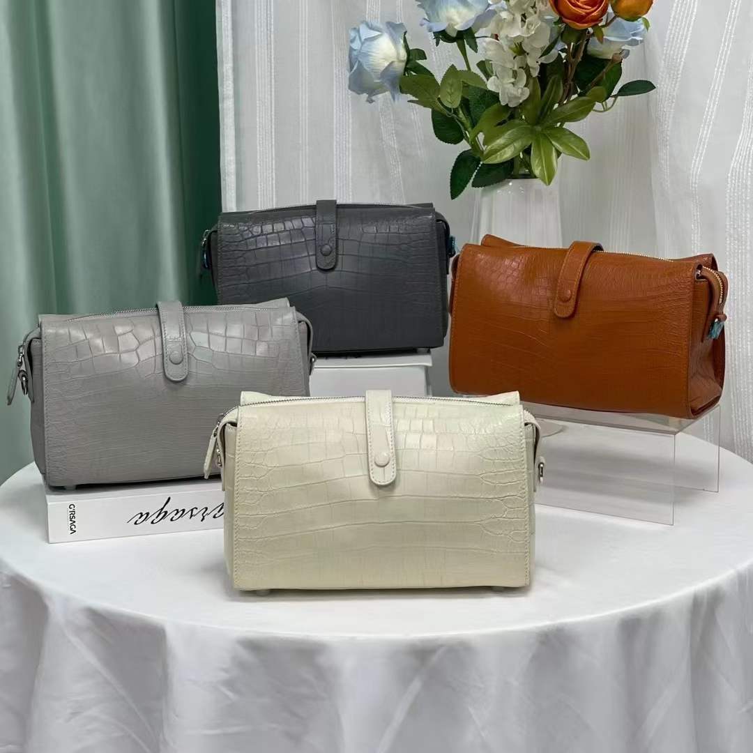 铭哥家高端擦色鳄鱼皮男女同款挎包时尚四色经典斜跨耐磨鳄鱼真皮