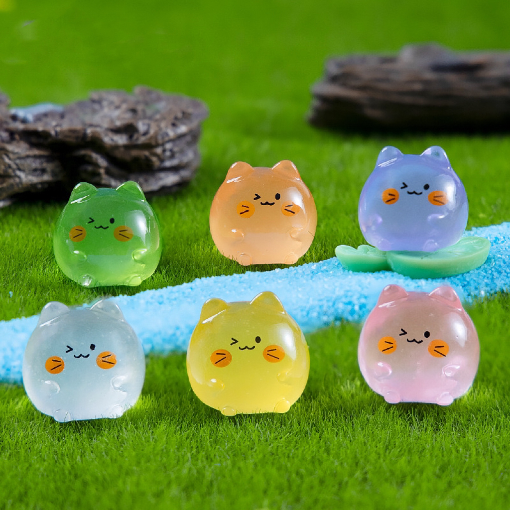 夜光猫咪 彩色夜光猫diy手工配件桌面饰品车载摆件迷你小摆件文创