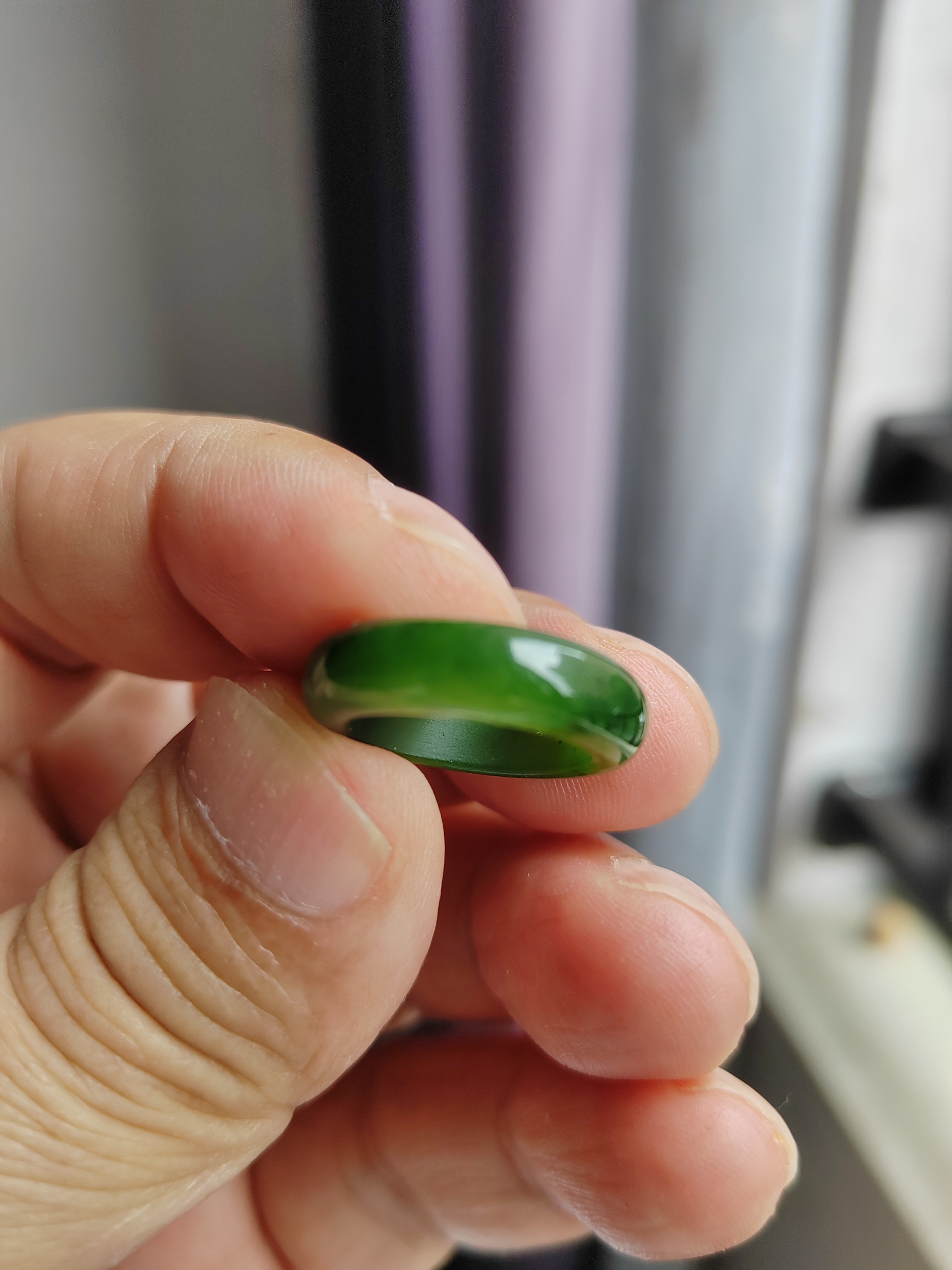 和田玉戒指女款时尚绿色饰品俄老坑冰底碧玉卡15mm2.6克酬宾198元