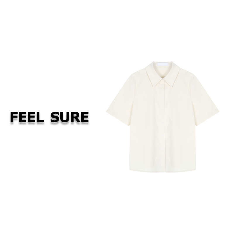 FEEL SURE K1292 翻领纯色休闲女衬衫小众百搭夏季衬衣 DT-104228