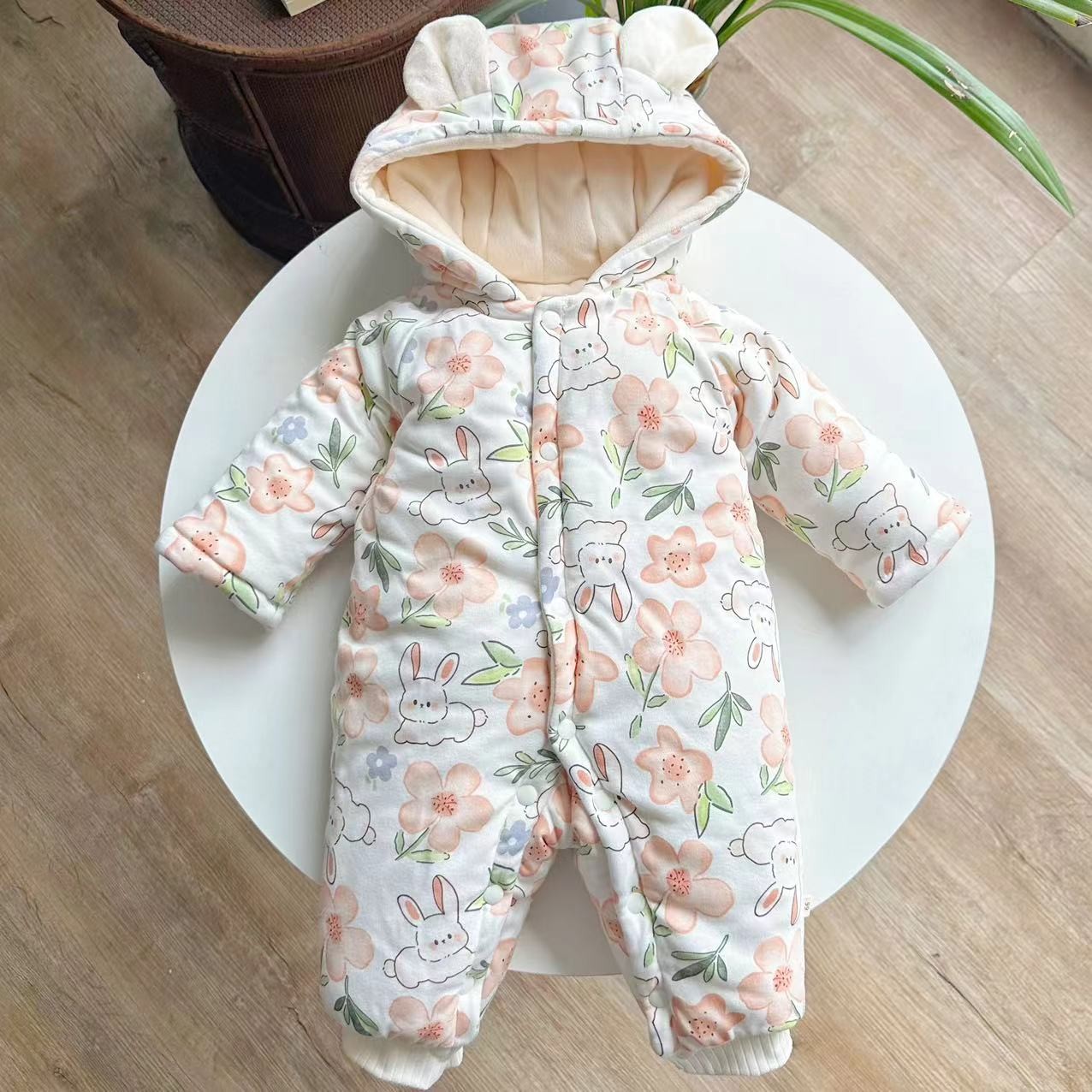 100%棉花宝宝加厚棉花哈衣连体衣秋冬款婴幼儿爬服冬季婴儿厚棉衣