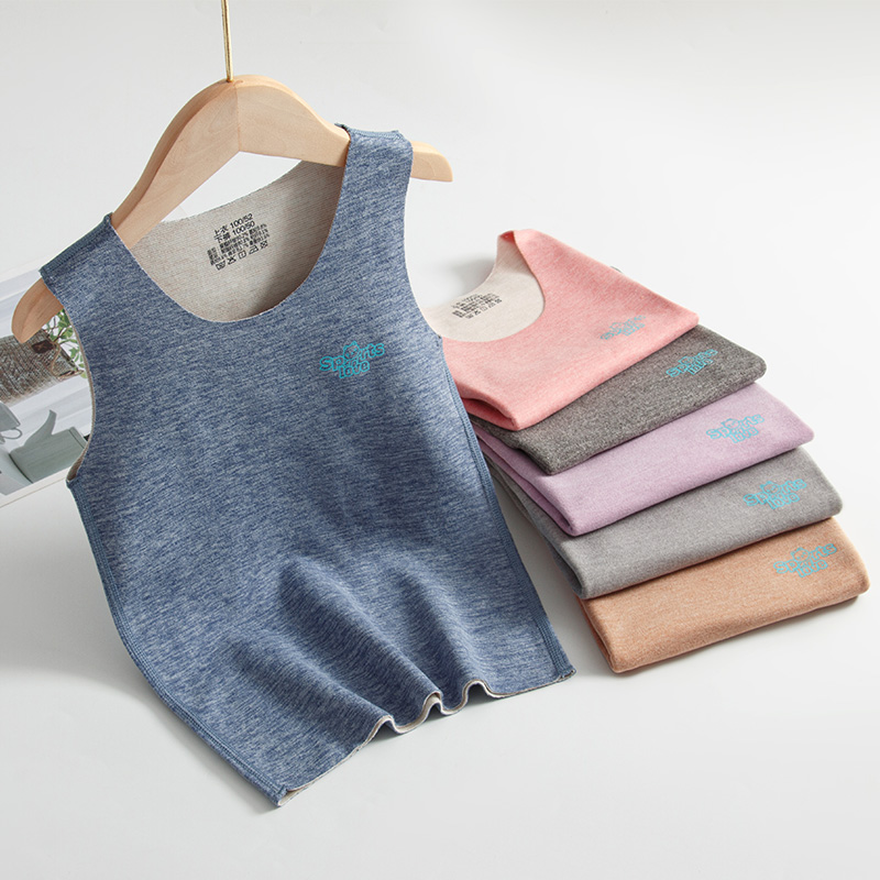 儿童保暖背心内穿男童女童宝宝无痕内衣羊绒打底秋冬季蚕丝马甲