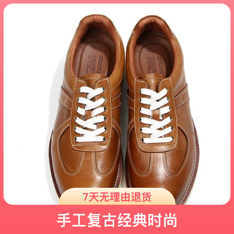 手工复古经典时尚德训鞋棕色复古真皮厚底男鞋软底舒适百搭新款