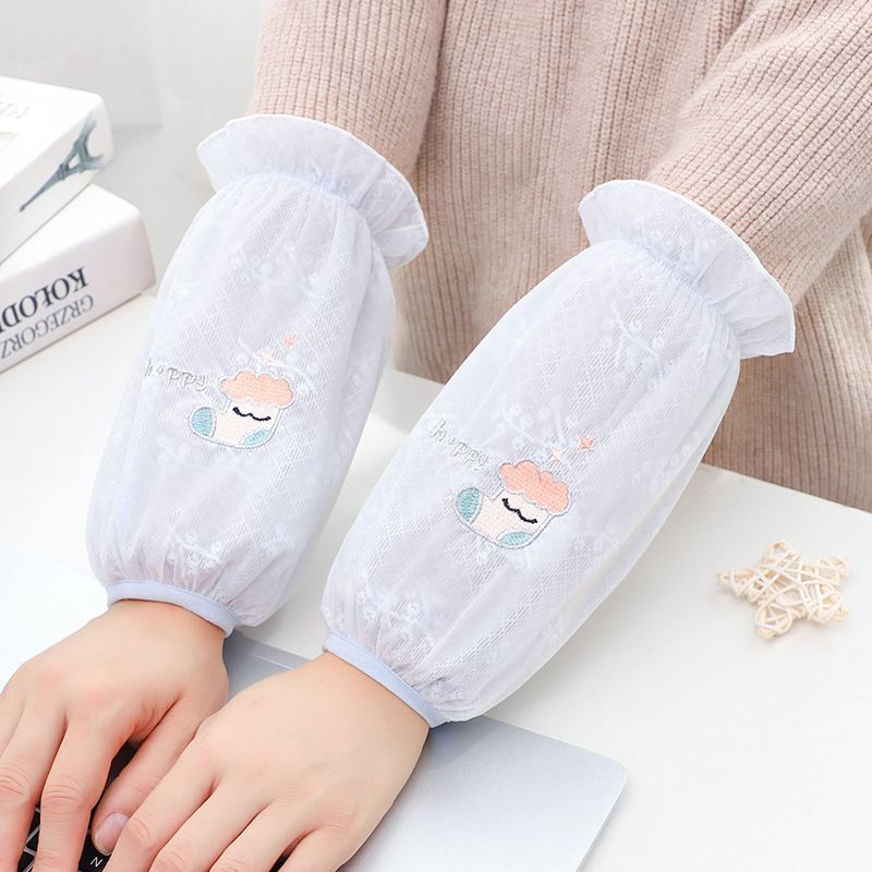 2023新款蕾丝套袖女秋冬袖套羽绒服工作防脏护袖可爱学生短款袖头