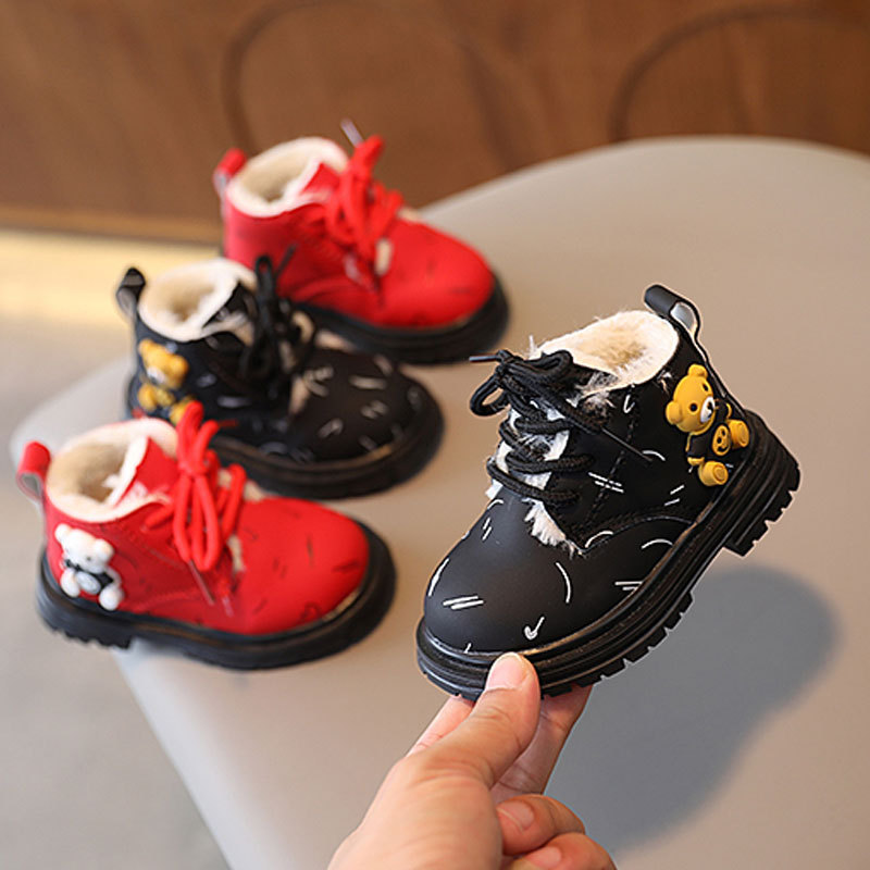 冬季加绒加厚男女宝宝棉鞋0-1-2岁3软底学步鞋婴儿雪地靴