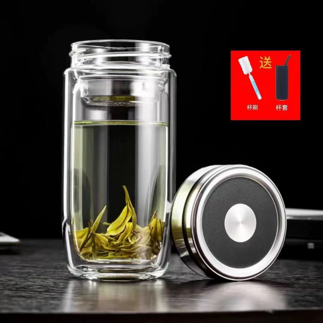 加厚大容量耐摔单双层杯防爆防裂耐高温耐低温高硼硅泡茶水杯