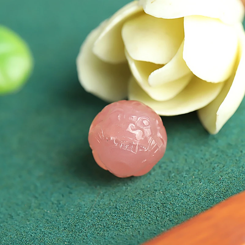 圆珠粉糯精工玛瑙貔貅11.5mm尺寸文玩配饰百搭配饰108颗串串配饰