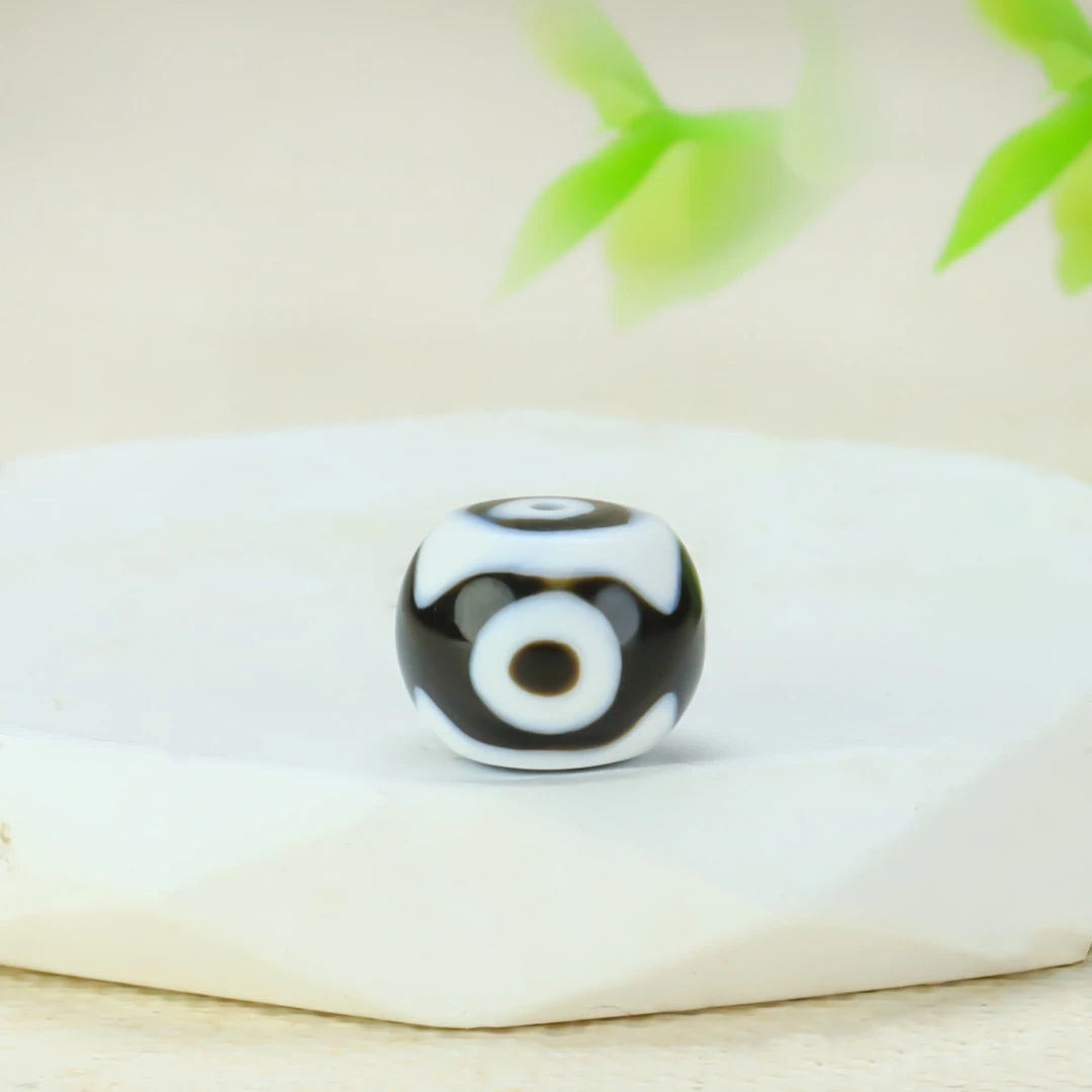 台珠珠改高品咬色扎实坛城三眼文玩配饰直径12x10mm