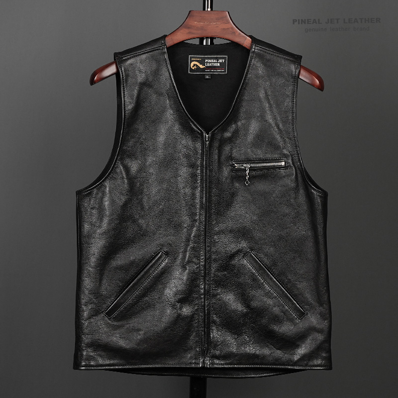 新品质感复古感马皮百搭做旧茶芯马皮马甲