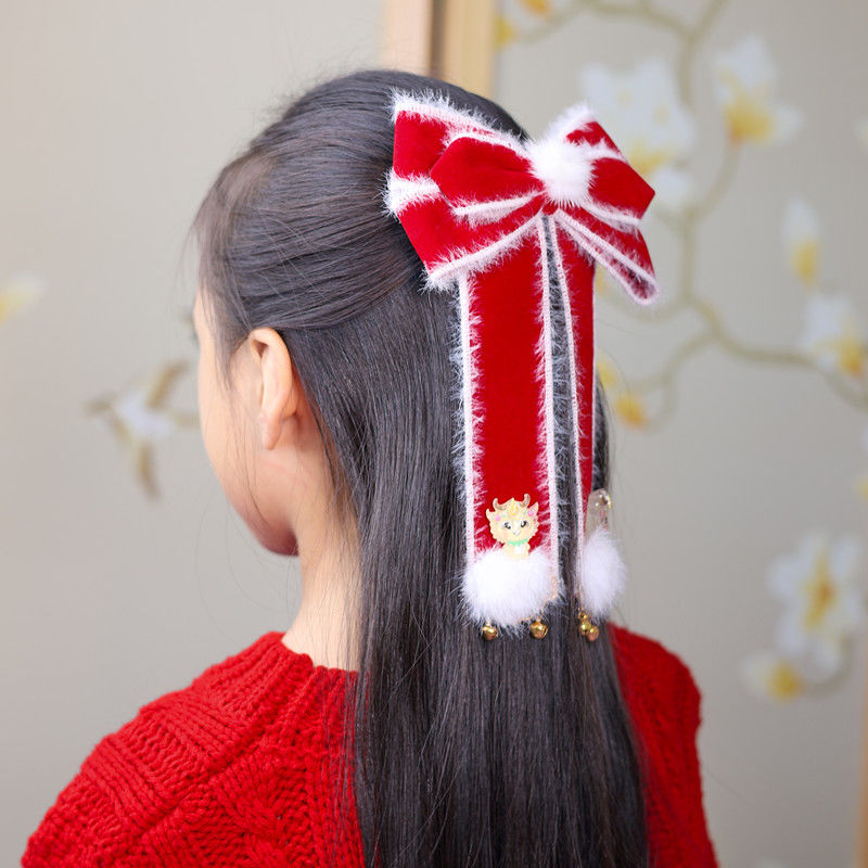 蝴蝶结儿童发夹小女孩新年皇冠发饰宝宝公主拜年发卡高端夹子头饰