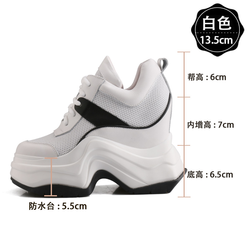 女鞋显高矮个子厚底内增高小白鞋春秋季时尚百搭真皮运动老爹鞋潮