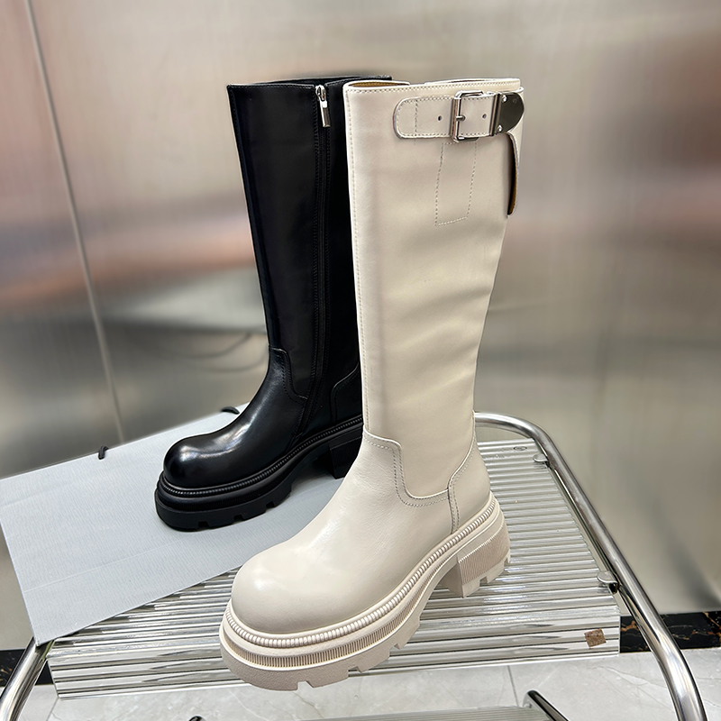 8176-17真皮厚底长筒靴女复古百搭显瘦高筒骑士靴